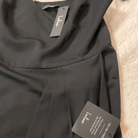 Lulu's Black Midi Cocktail Dress Size L Wrap front - Picture 3 of 7